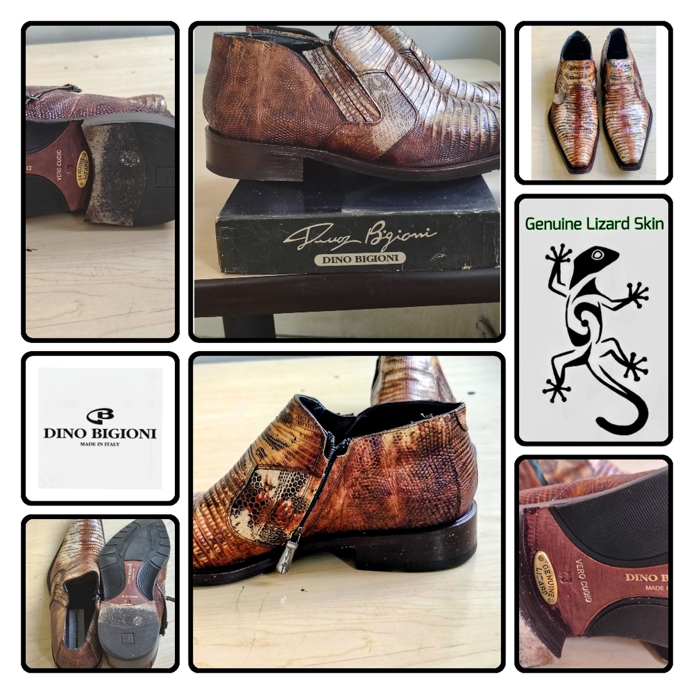 Dino Bigioni Brown Lizard 🦎 Skin Men's Shoes